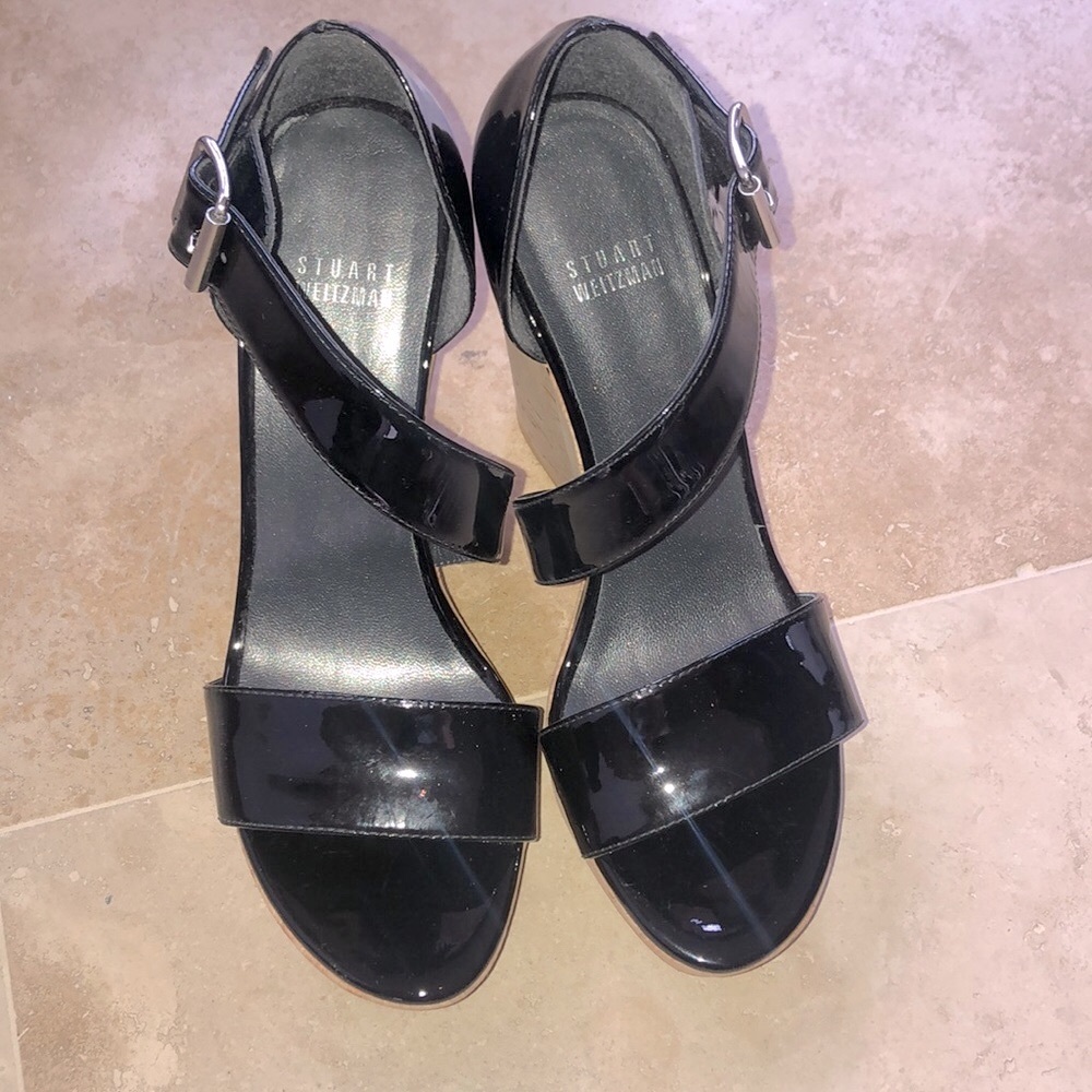 NEW Stuart Weitzman Black Wedge Sandal
